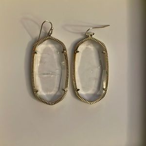 Kendra Scott- clear crystal drop earrings. Gold frame.